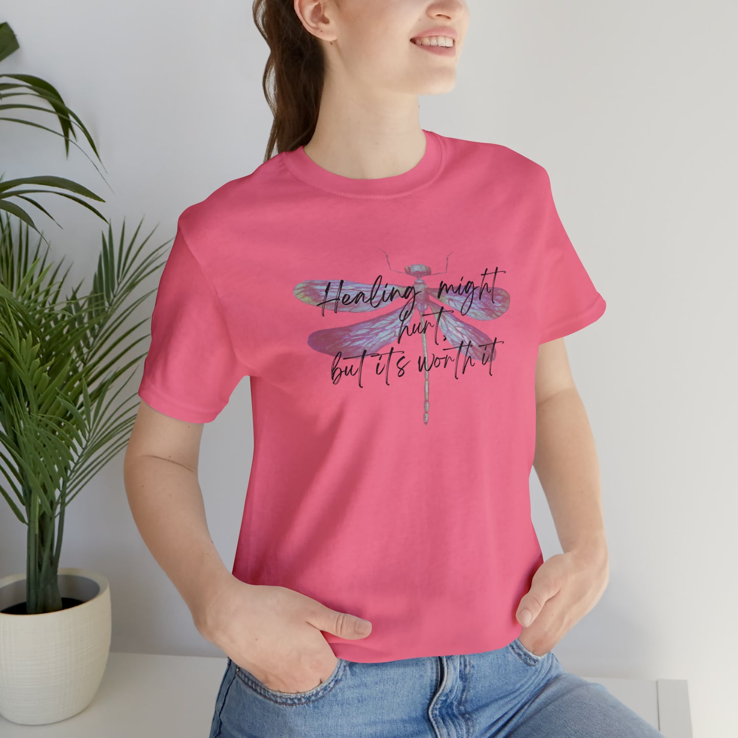 "Healing might hurt" Dragonfly Unisex Jersey Short Sleeve Tee