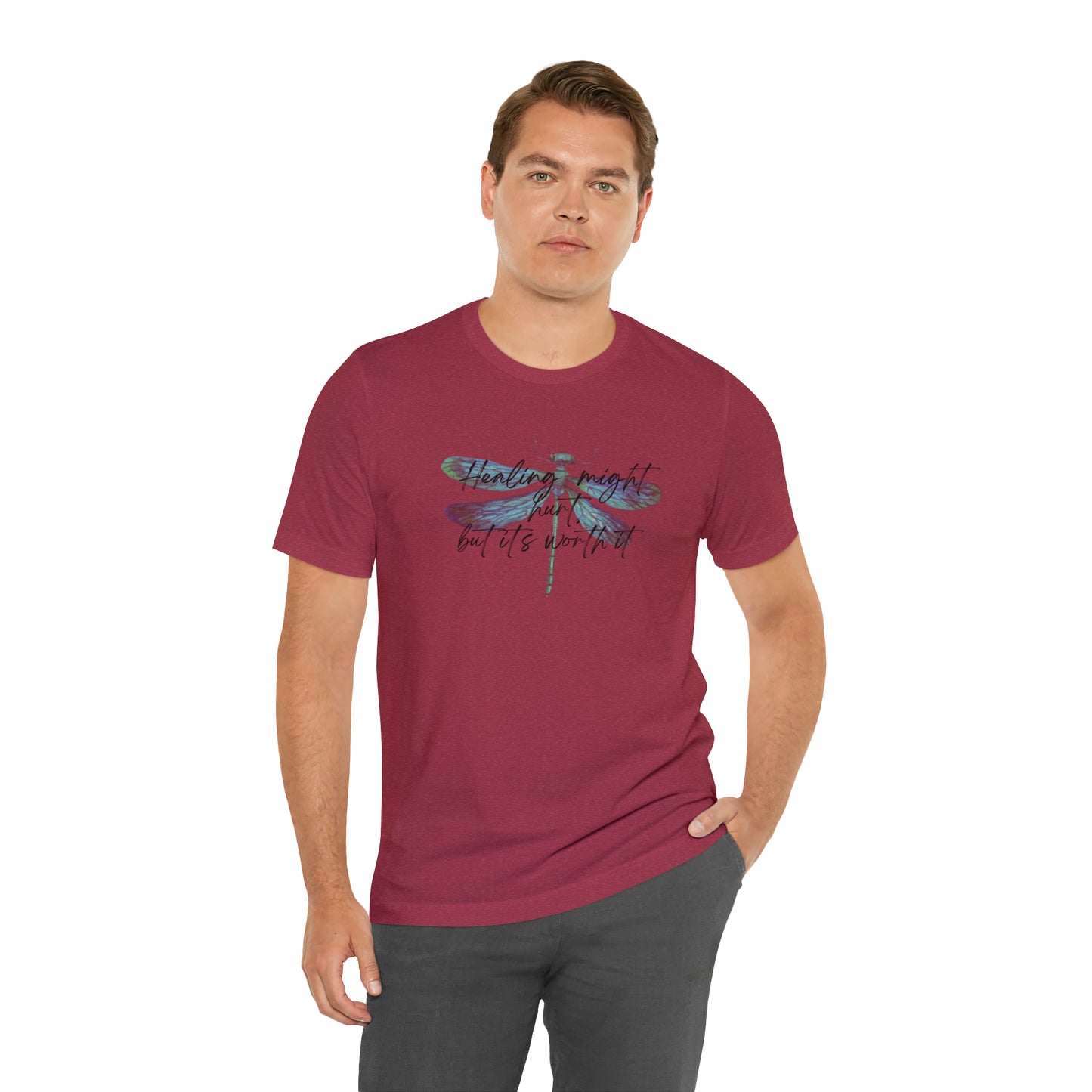 "Healing might hurt" Dragonfly Unisex Jersey Short Sleeve Tee