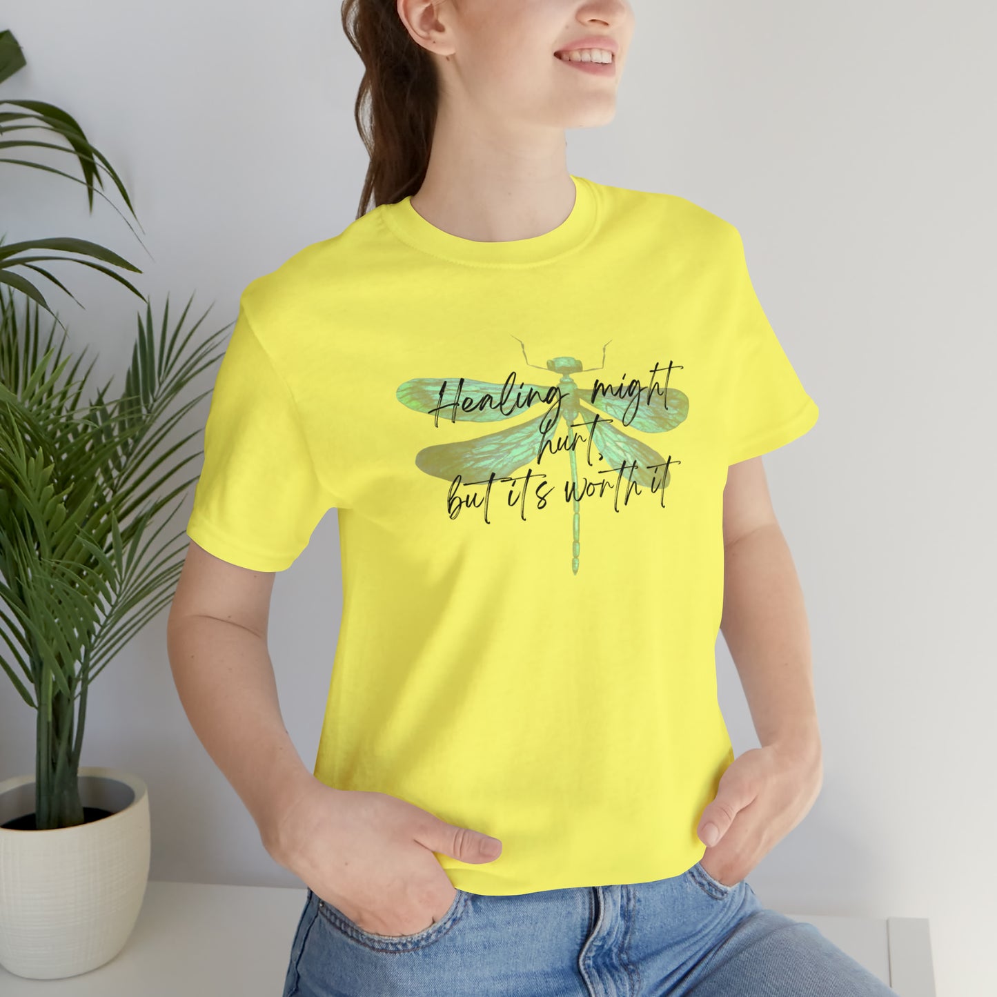 "Healing might hurt" Dragonfly Unisex Jersey Short Sleeve Tee