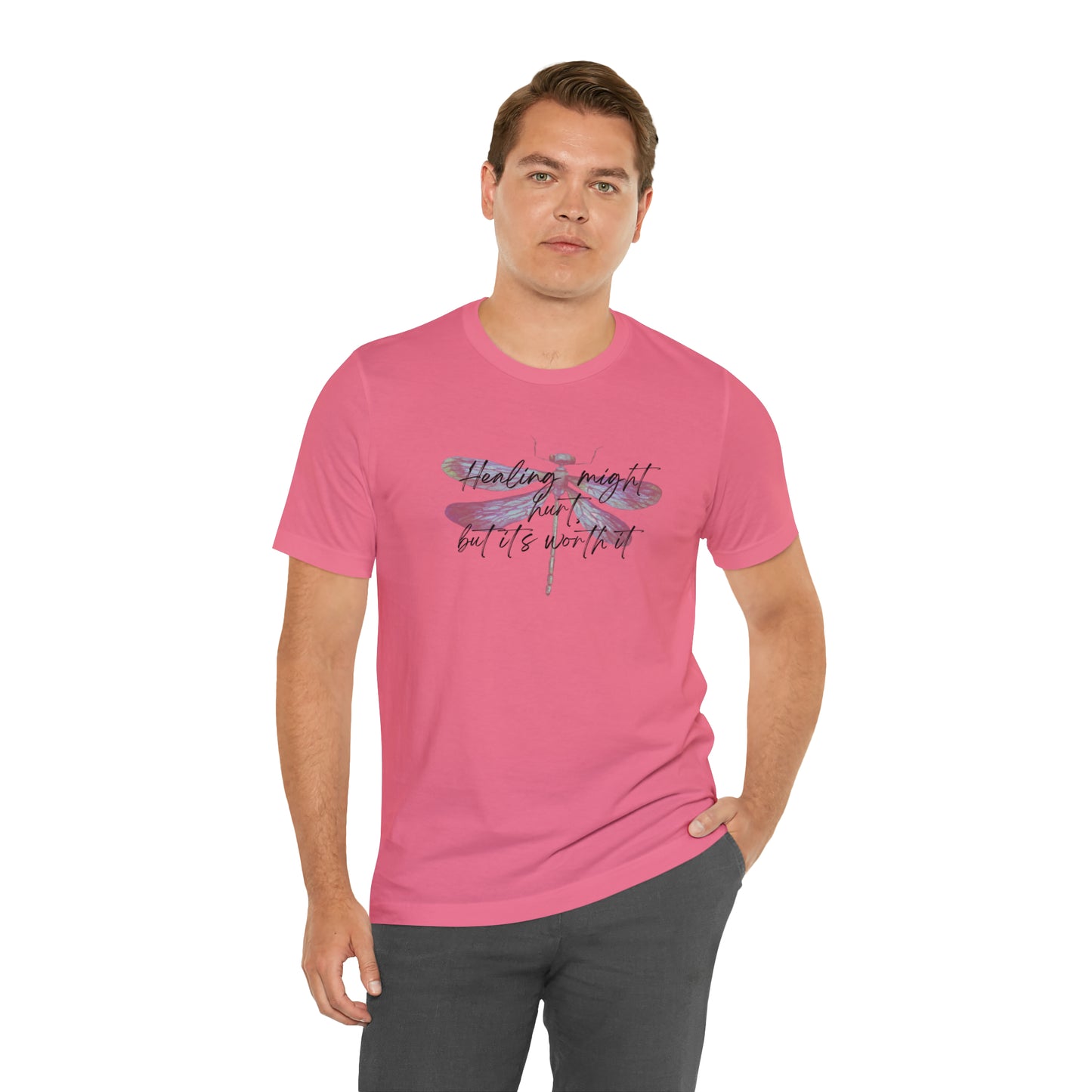 "Healing might hurt" Dragonfly Unisex Jersey Short Sleeve Tee