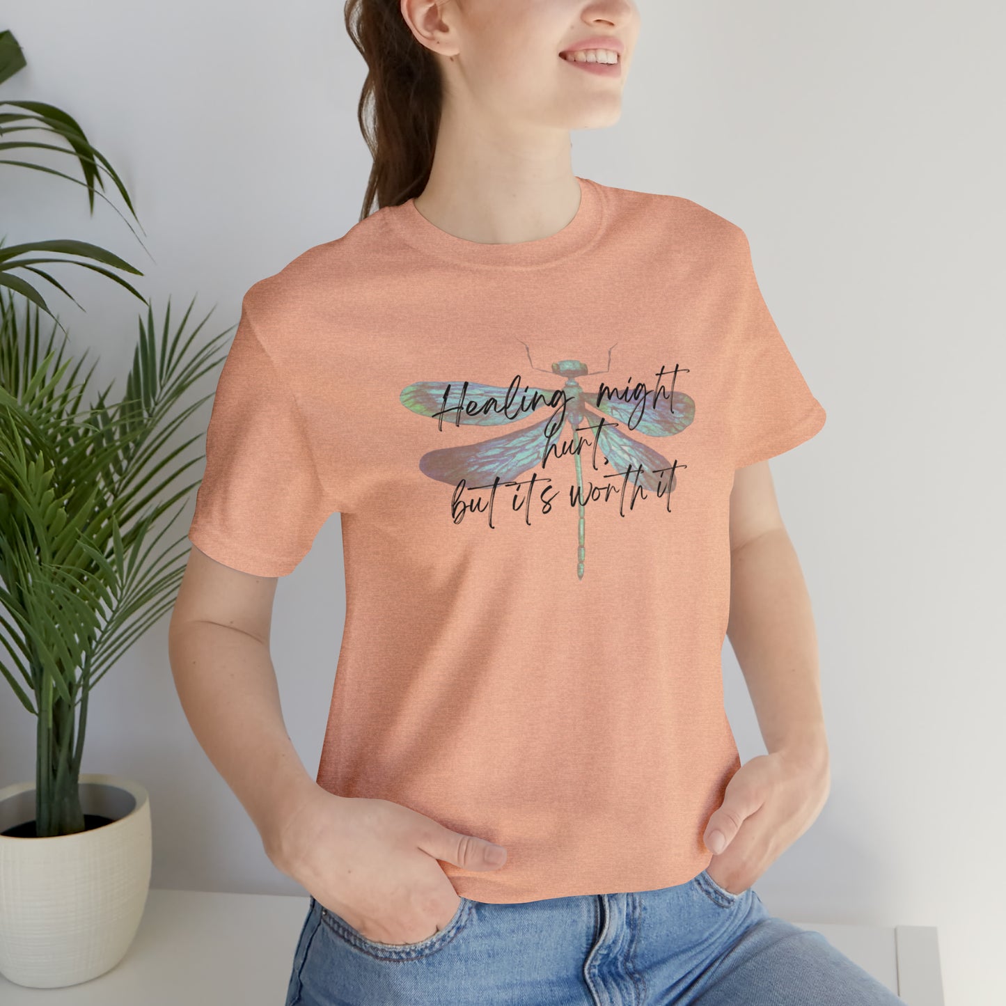 "Healing might hurt" Dragonfly Unisex Jersey Short Sleeve Tee