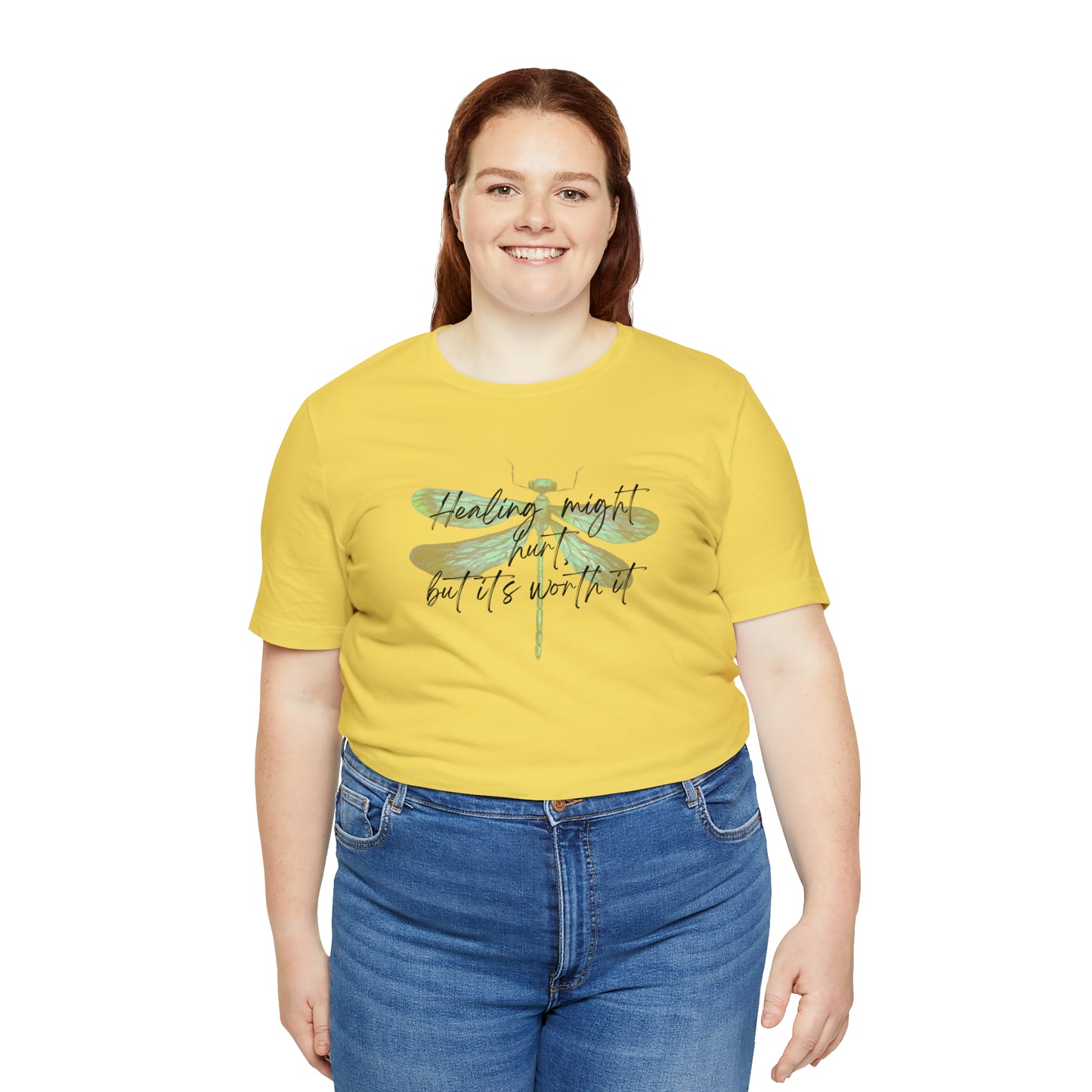 "Healing might hurt" Dragonfly Unisex Jersey Short Sleeve Tee
