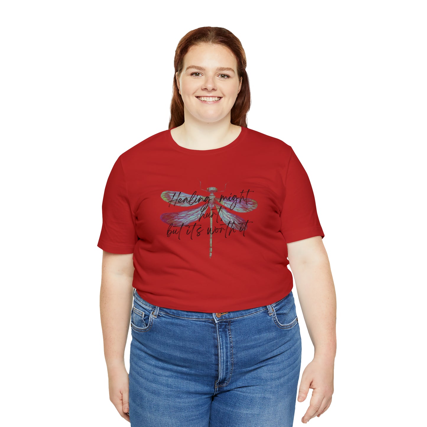 "Healing might hurt" Dragonfly Unisex Jersey Short Sleeve Tee