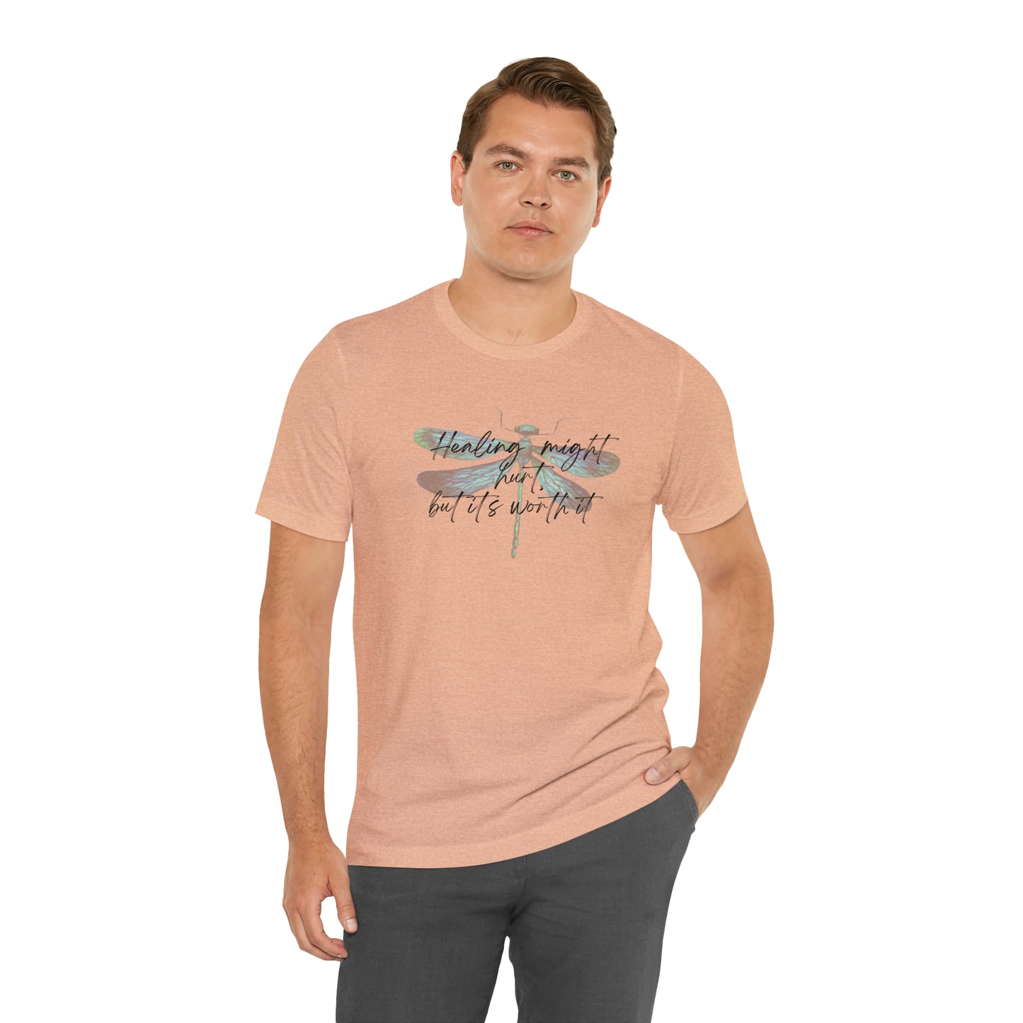"Healing might hurt" Dragonfly Unisex Jersey Short Sleeve Tee