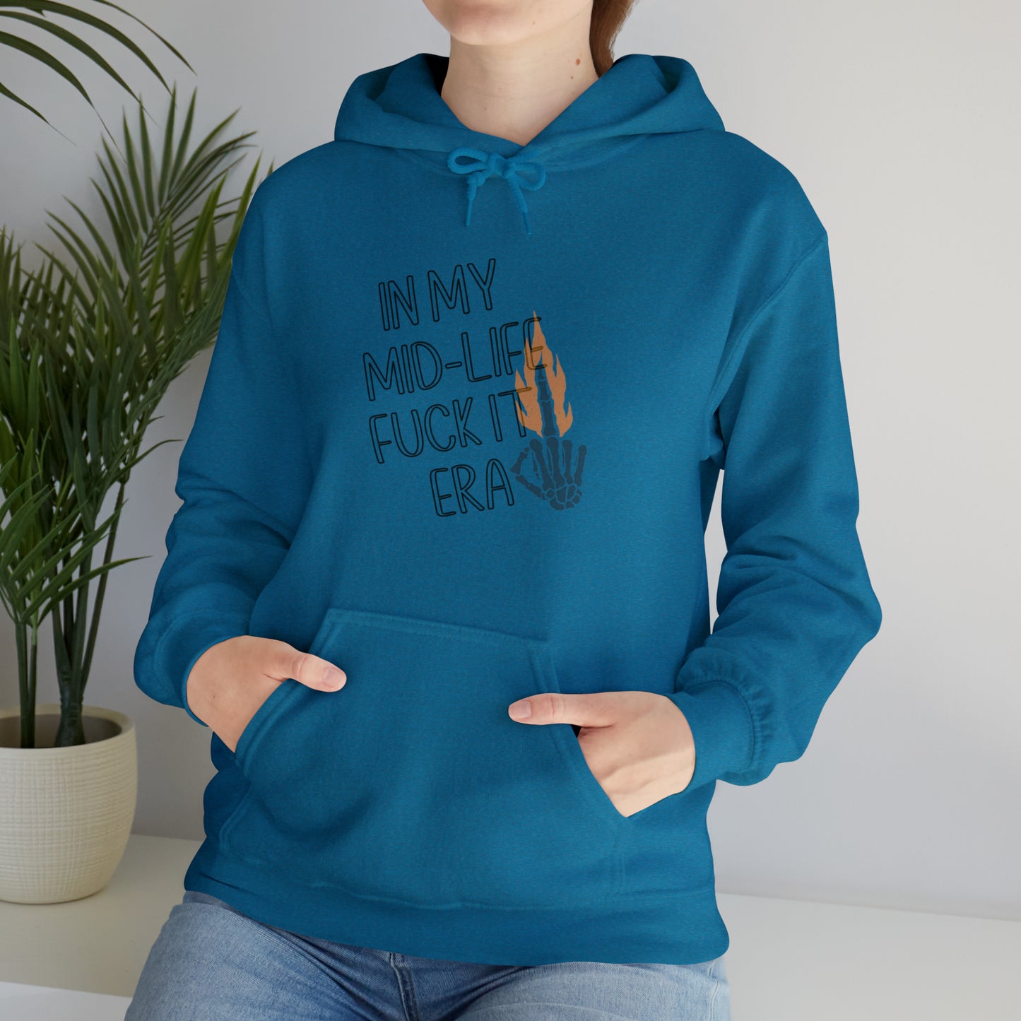 **Intro sale** $10 off!! Mid life F$ck it Era Unisex Heavy Blend™ Hooded Sweatshirt