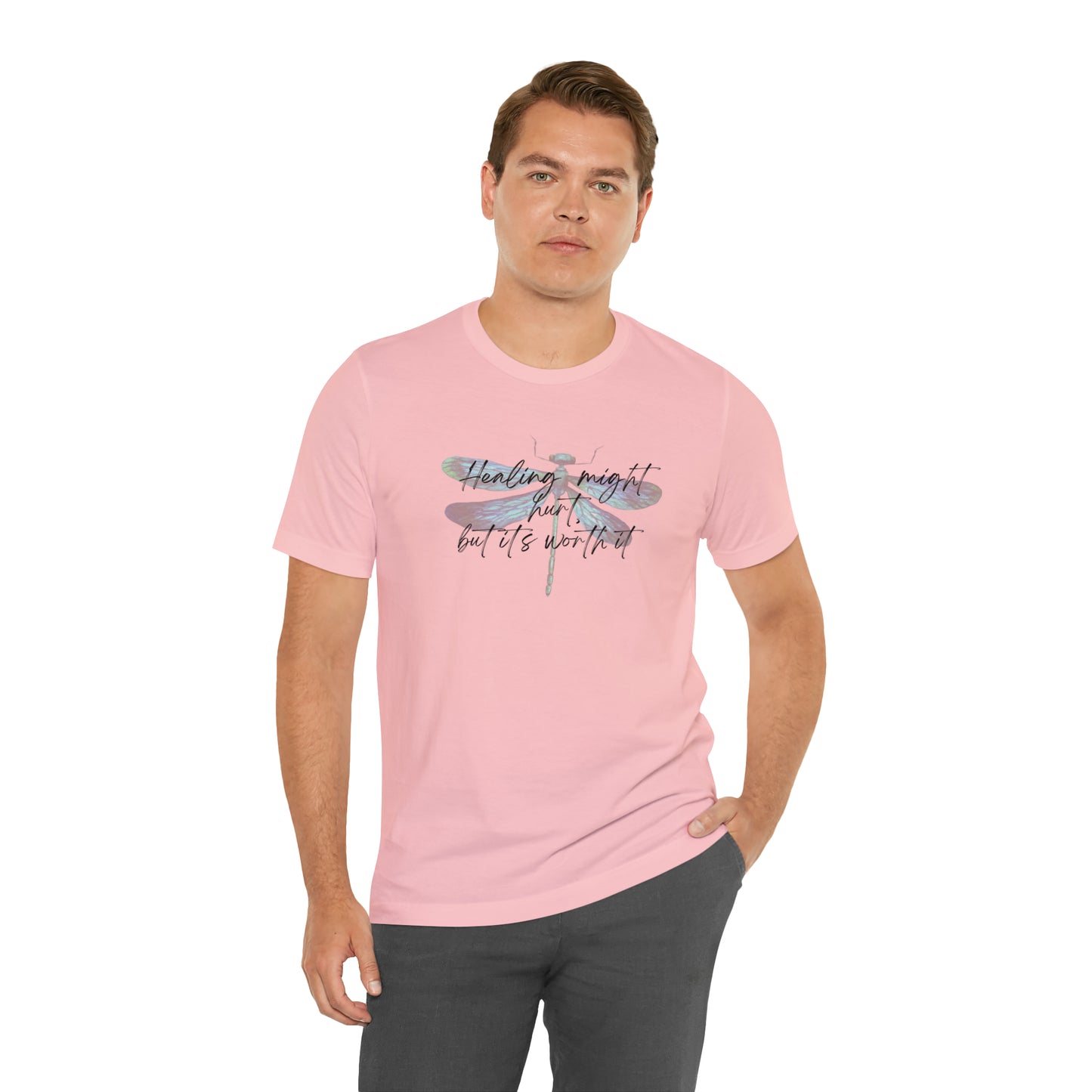 "Healing might hurt" Dragonfly Unisex Jersey Short Sleeve Tee