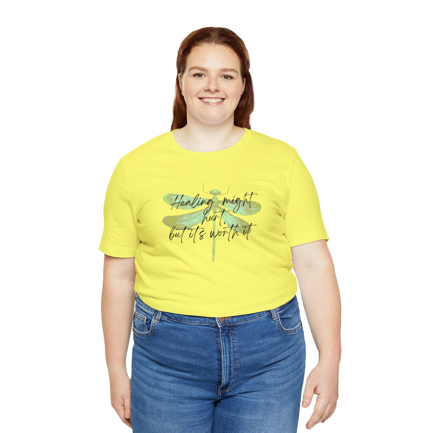 "Healing might hurt" Dragonfly Unisex Jersey Short Sleeve Tee