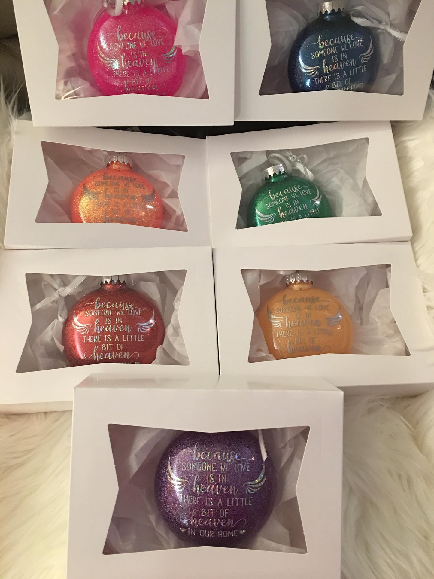 Christmas glitter memorial ornaments