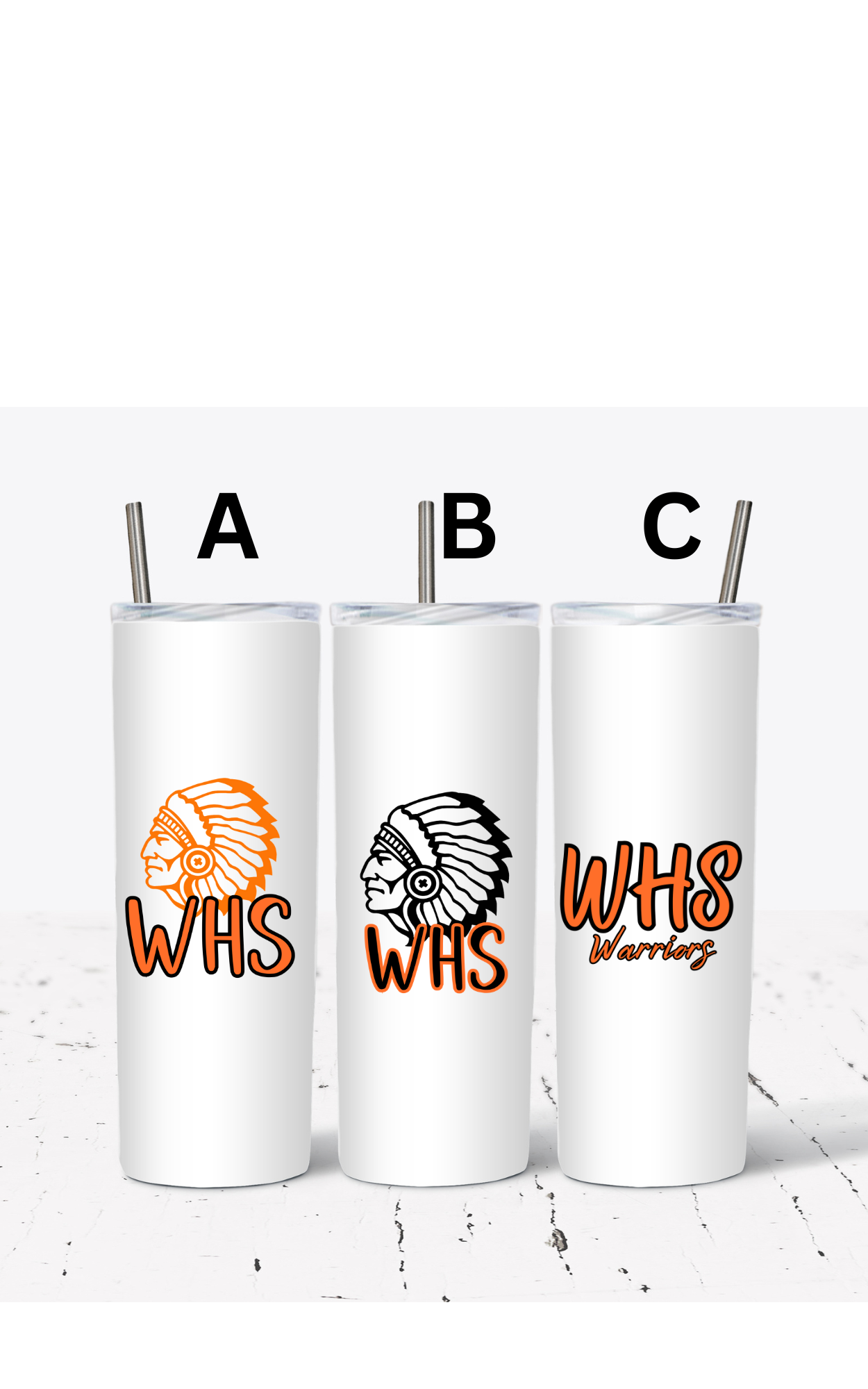 WHS Warriors 20 or 30 oz tumbler